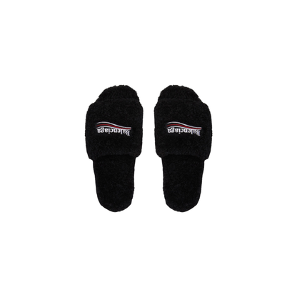 Balenciaga Furry Slide - Jet Black -No Restock
