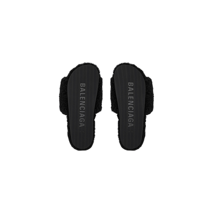 Balenciaga Furry Slide - Jet Black -No Restock