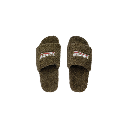 Balenciaga Furry Slide - Olive - Balenciaga