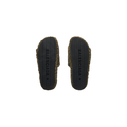 Balenciaga Furry Slide - Olive - Balenciaga