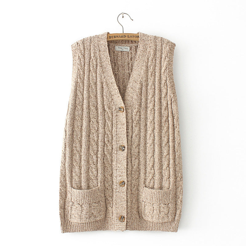 Women Vest plus Size Female Autumn and Winter Loose V-neck Knitted