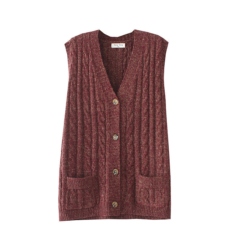 Women Vest plus Size Female Autumn and Winter Loose V-neck Knitted