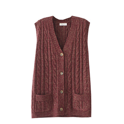 Women Vest plus Size Female Autumn and Winter Loose V-neck Knitted