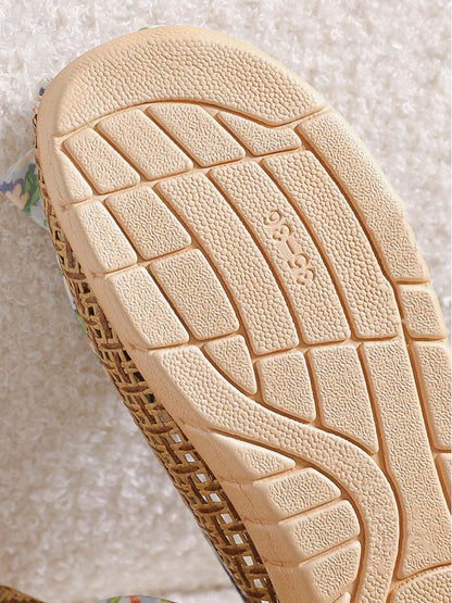 Women's Printed Rattan Grass Woven Slipper